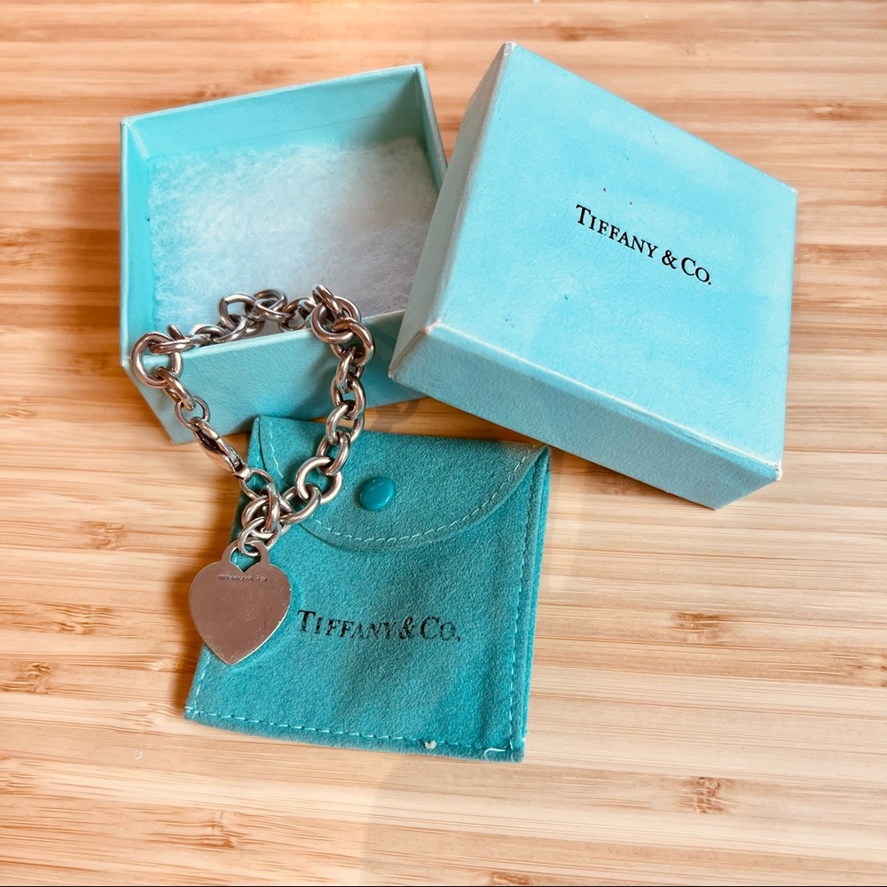 8” Tiffany & Co. Sterling Silver Blank Heart Bracelet
